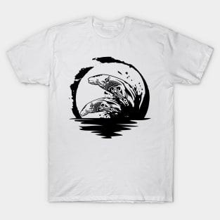 Beluga whale, Whale, Ocean, Sunset, Mammal, Sun T-Shirt